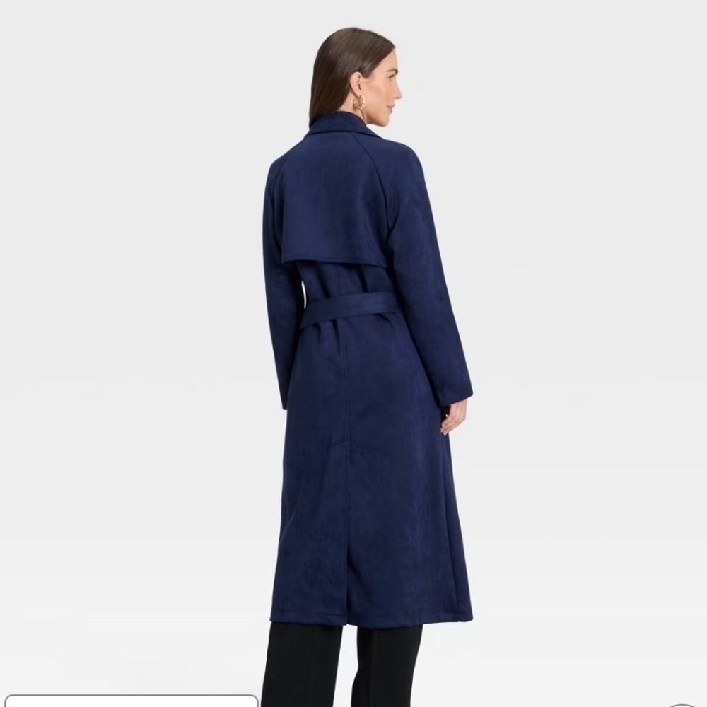 A New Day Faux Suede Trench • Navy - Picture 3 of 9